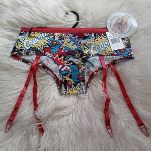 DC Comics Comic Print Panties with Red Straps